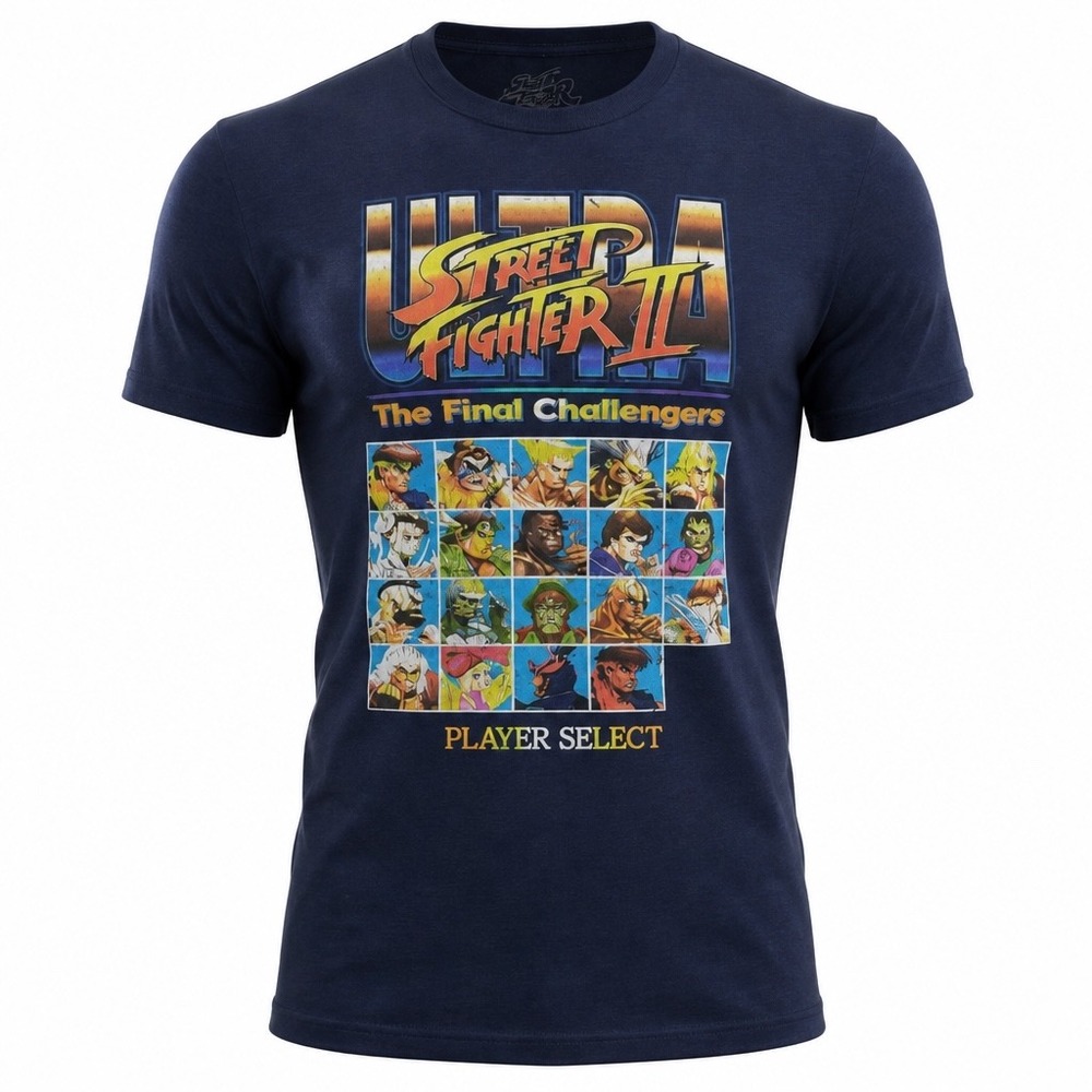 Street Fighter II Ultra The Final‎ Challengers Player Select Navy T-Shirt XL